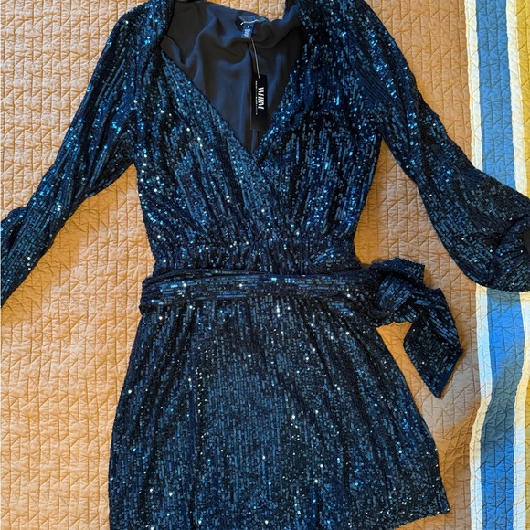 White House Black Market Dresses & Skirts - White House Black Market Sequin Long Sleeve Dress in Black and Blue